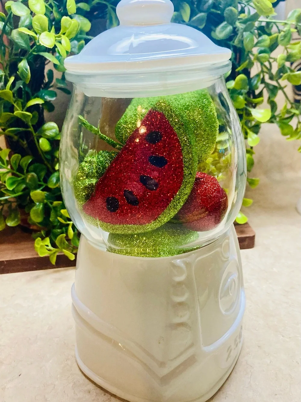 Target Gumball Machine - White 8” Gumball already filled w/ colorful fruit decor